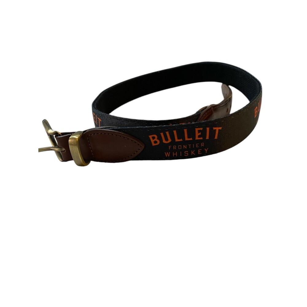 Bulleit Frontier Whiskey Canvas Leather Belt Black Brown Size 34 Agua